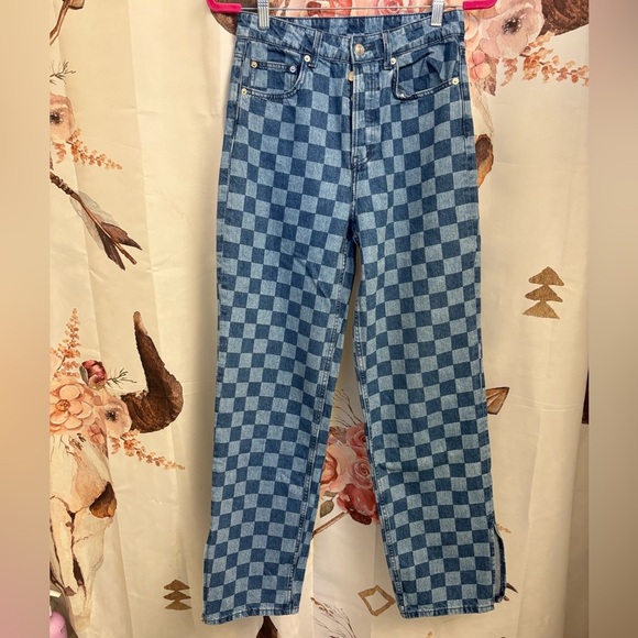 H&M Denim - Size 4 Checkered Blue Jeans​